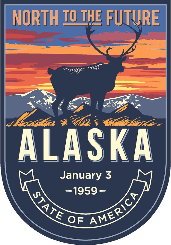 State Animal Alaska Night Sticker - Etsy