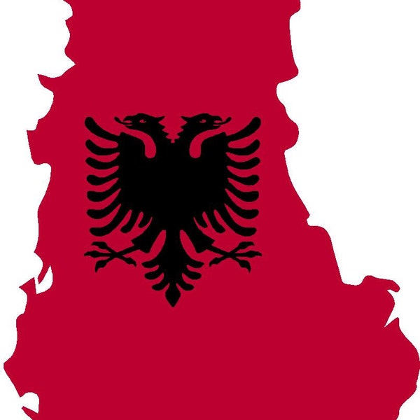 Map With Flag Albania Country Sticker