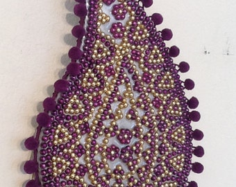 Wall Art, Paisley, Bead Art, Mardi Gras, Mardi Gras Bead Art, Boudoir, Recycled Art, Reclaimed Art, Boho