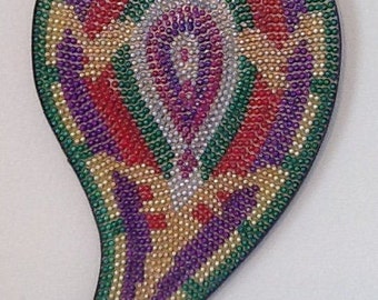 Wall Art, Paisley, Bead Art, Mardi Gras, Mardi Gras Bead Art, Boudoir, Recycled Art, Reclaimed Art, Boho