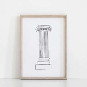 Ancient Greek Ionic Column Print Download, Printable Architecture Line Drawing, Roman Illustration, Instant Digital Download Artwork
