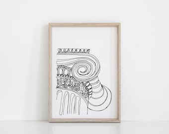 Ancient Greek Column Print Download, Printable Architecture Line Drawing, Roman Illustration, Wall Art, Instant Digital Download Artwork