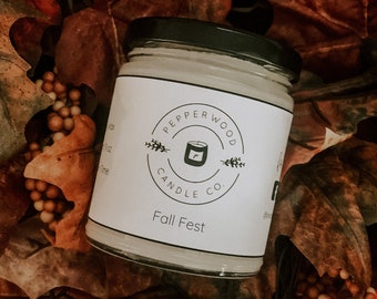 Fall Fest Candle Handmade Soy Wax Candle | Fall Autumn Vanilla Clove Pumpkin Cinnamon Festival | Pepperwood Candle Co