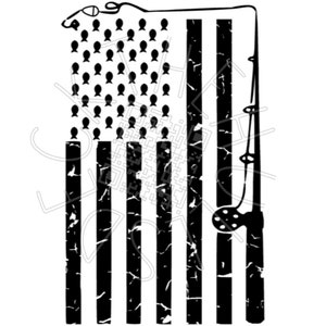 Fishing distressed flag SVG digital download