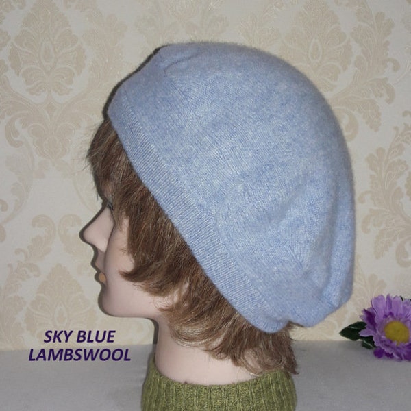 Sky blue boiled wool beret-OOAK SMALL size blue super soft pure wool beret-High quality extra fine merino wool beret-Ready to ship