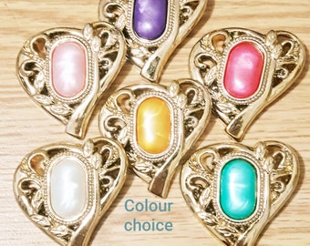 Ornate Gold Heart Filigree Buttons-8 COLOURS CHOICE 38 mm GOLD color floral design rim buttons