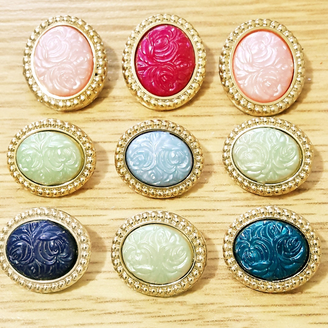 Vintage Embossed Flower Cameo Buttons-assorted Small Oval Shape Plastic ...