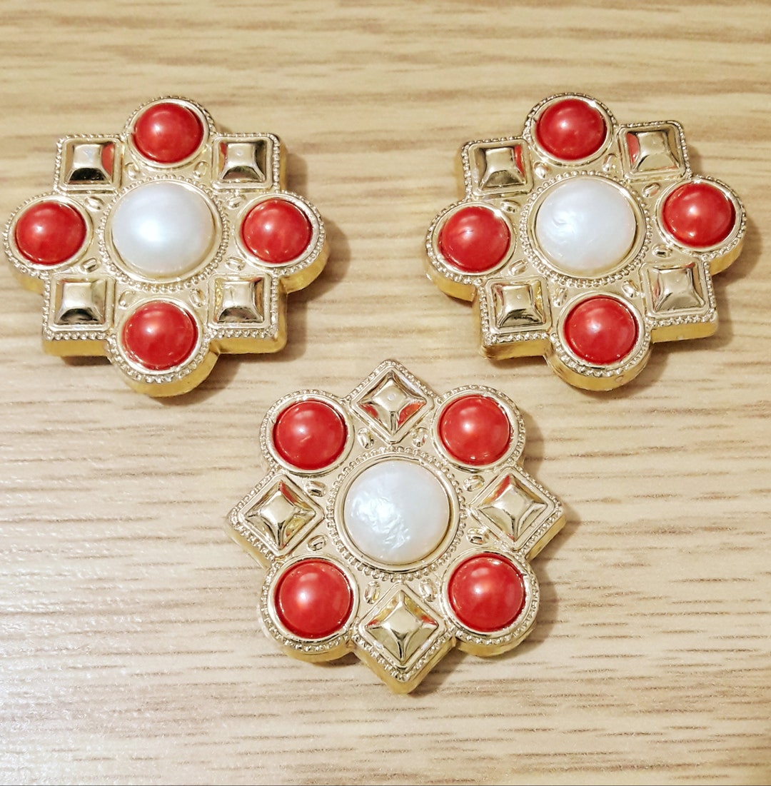 Pack of 3, 4 Large Vintage Buttons-38 Mm Mix Colours Cabochon Rare ...