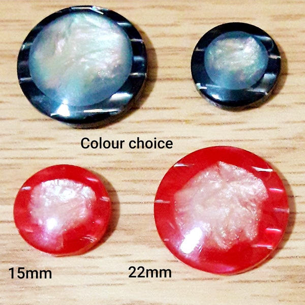 Pearly Red/Black marble effect buttons-15-22 mm 2 COLOURS CHOICE Pearly glowing plastic shank sewing buttons