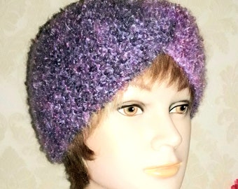 Loop mohair twisted lustrous turban-6 COLOURS CHOICE 5" Wide, Very Soft, Hand Knitted Headband