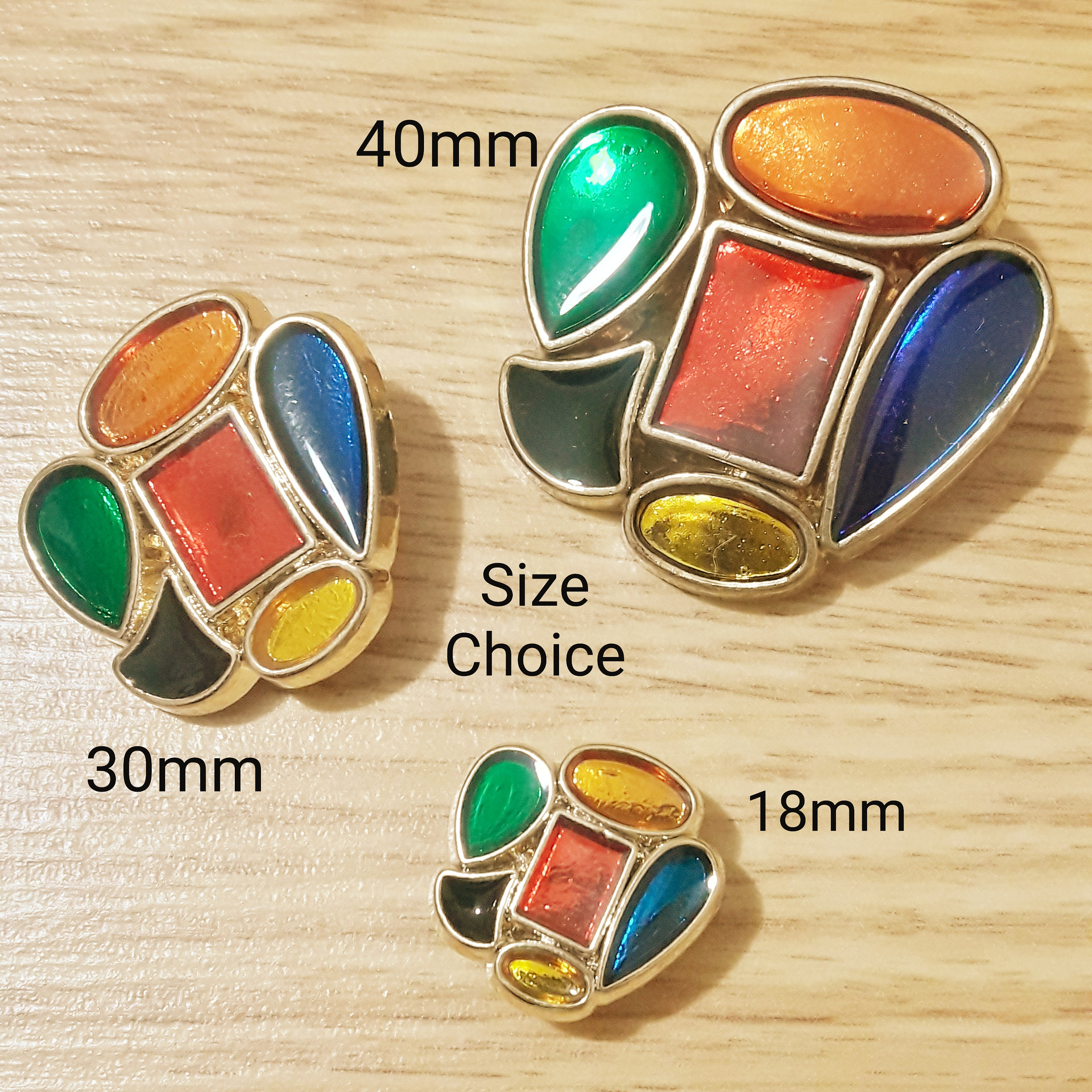 Glowing Enamel Fancy Buttons-colour CHOICE 18 Mm Silver With 