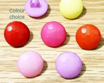 Set of 10 Small Faceted Pink Red buttons-6 COLOUR CHOICE 14 mm Beautiful plastic buttons-Half ball shape blouse buttons