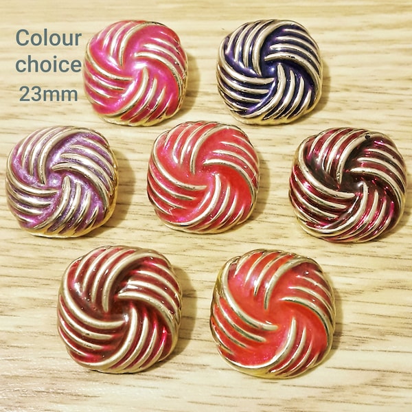 Retro Windmill Pearly Buttons-7 COLOUR CHOICE 23 mm Gold with Red & Pink enamel craft shank buttons