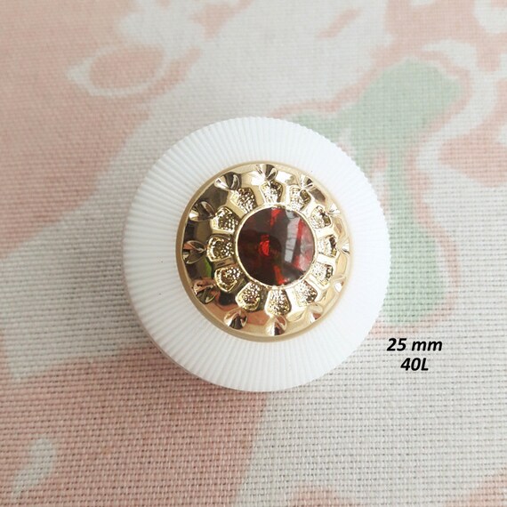 5 Large Craft Buttons25 Mm 40L RED/GOLD/WHITE Colors Coat Etsy