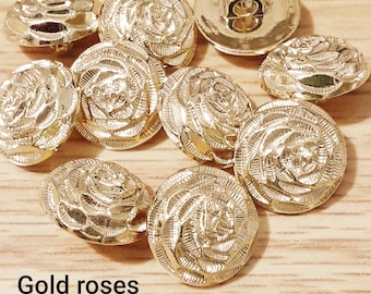 10 Gold Embossed Flower buttons, DESIGN CHOICE 18 mm plastic fashion sewing craft buttons
