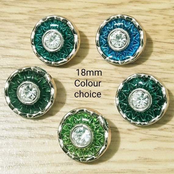 Glowing Enamel Fancy Buttons-colour CHOICE 18 Mm Silver With 