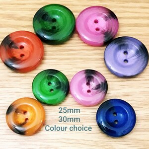 Chunky Large Variegated colours buttons-COLOUR CHOICE 25 mm/30 mm Green, Pink, Blue, Orange buttons-Glossy and smooth buttons