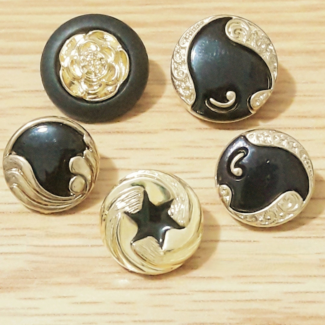 Vintage Gold/black Ornate Buttons-design CHOICE 15 Mm, 18 Mm Gold ...
