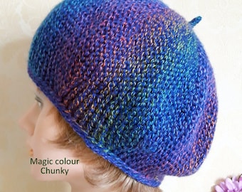 Women's Hand knitted Cute Berets-7 SPLENDID COLOURS CHOICE Multi Coloured, Striped & Solid colours French Style Vintage yarn hats