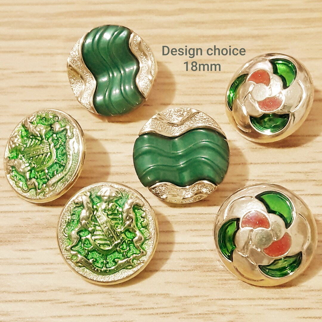 Vintage High Quality Buttonsdesign Choice 18 Mm GREEN & GOLD Etsy