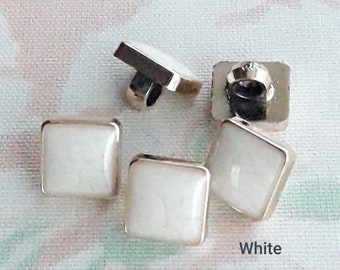12 Tiny square buttons-10 mm Pearly enamel quality blouse shank buttons-Colour choice
