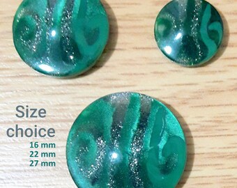 Pine Green glittering buttons-Size Choice 16, 22, 27 mm PINE GREEN color PEA Coat blouse jacket buttons