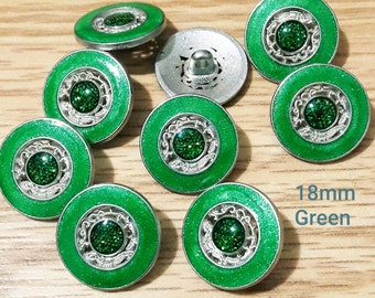 Metal Filigree Blue/Green Buttons-6 COLOURS CHOICE 18/23 mm SILVER color handcrafted shank buttons