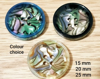 Pearly marble effect buttons-15-20-25 mm SIZE & COLOUR CHOICE-Multi color buttons-plastic 4 holes sewing craft buttons