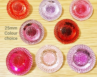 Vintage Hologram look buttons-8 COLOURS CHOICE: Maroon, Lavender, Red, Pink, Lilac glowing Plastic buttons