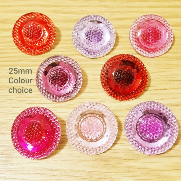 Vintage Hologram look buttons-8 COLOURS CHOICE: Maroon, Lavender, Red, Pink, Lilac glowing Plastic buttons