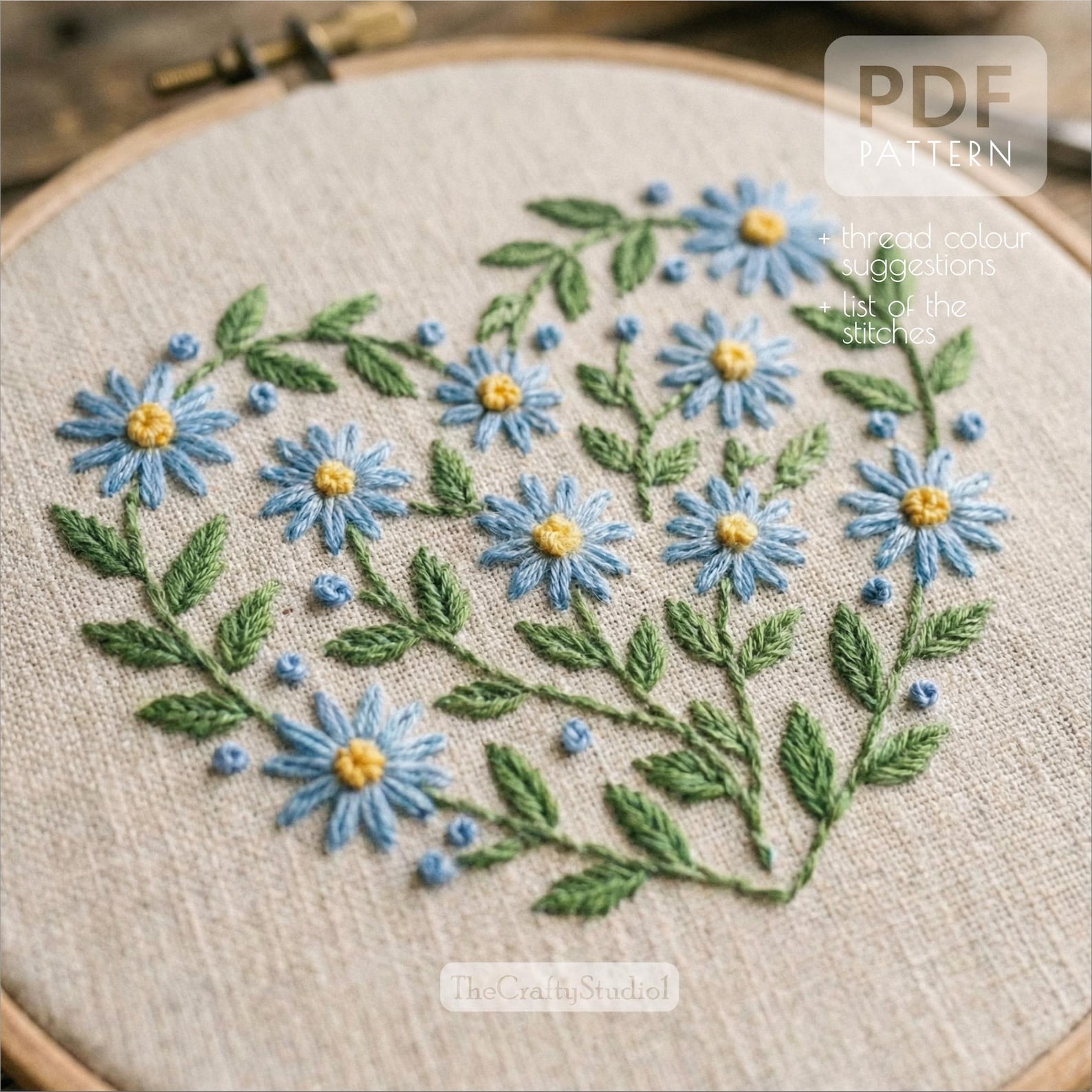 Hand Embroidery Floral Heart Pattern PDF | Heart Wreath Embroidery ...