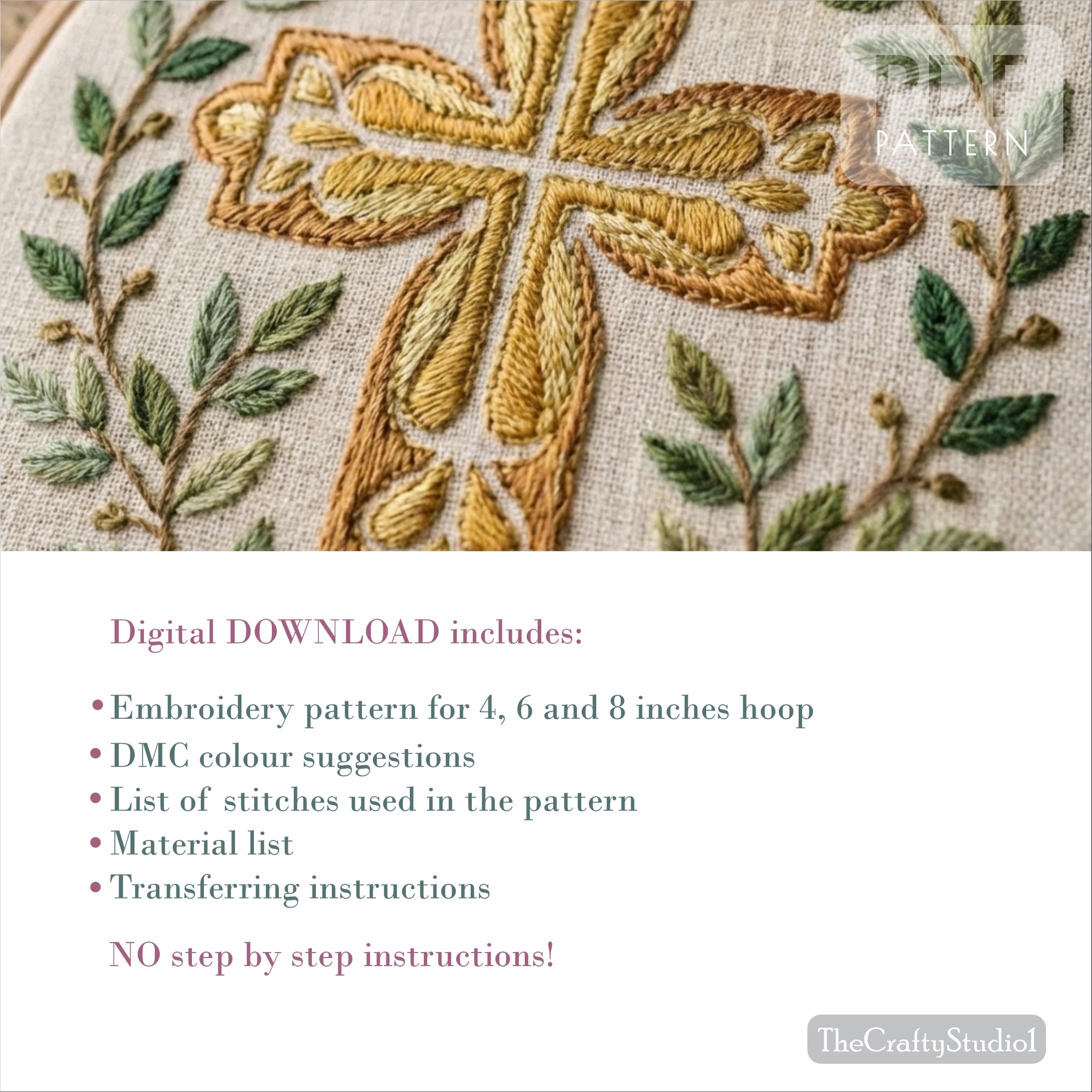 Hand Embroidery Floral Cross Pattern PDF | Cross Embroidery Design ...