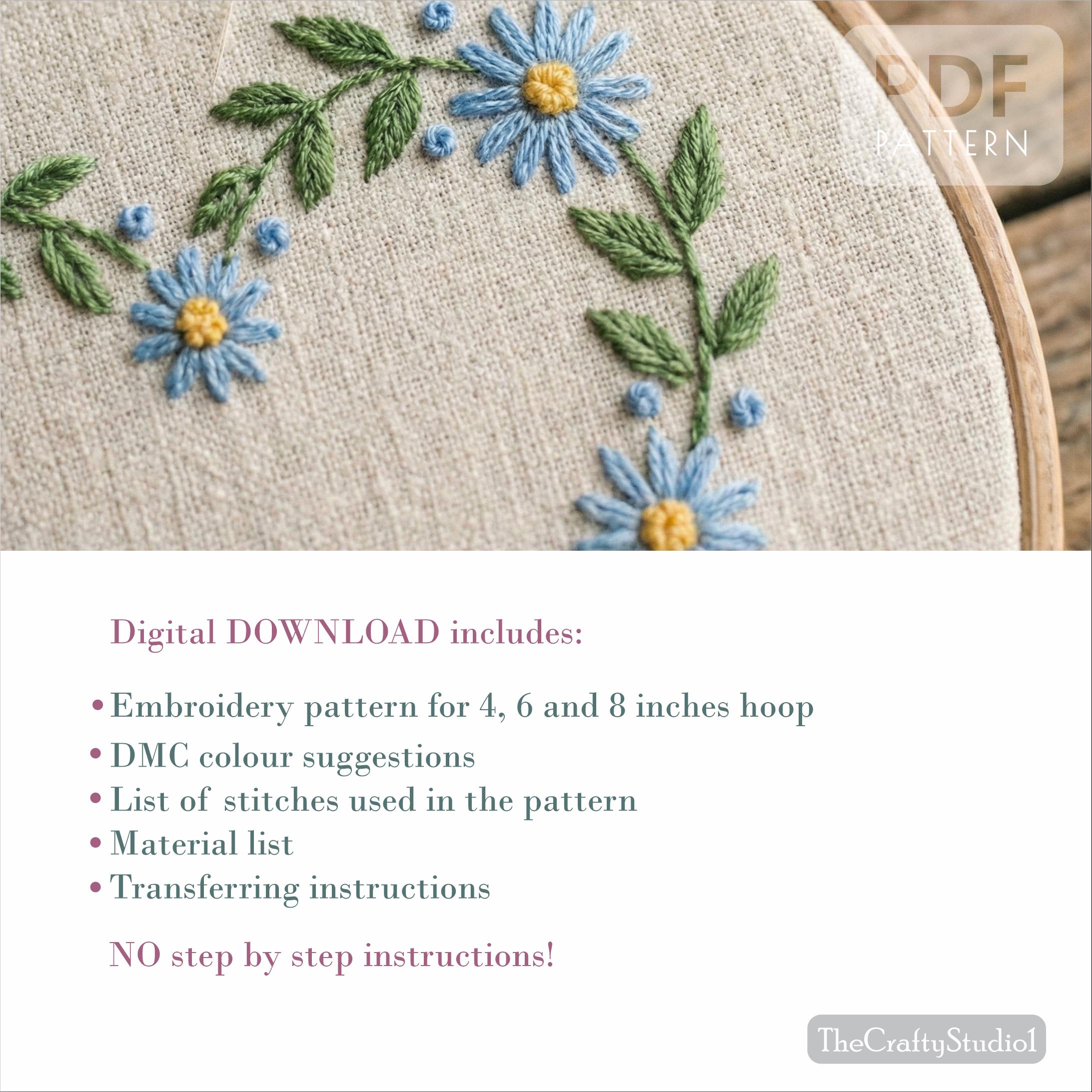 Hand Embroidery Floral Heart Pattern PDF | Heart Wreath Embroidery ...