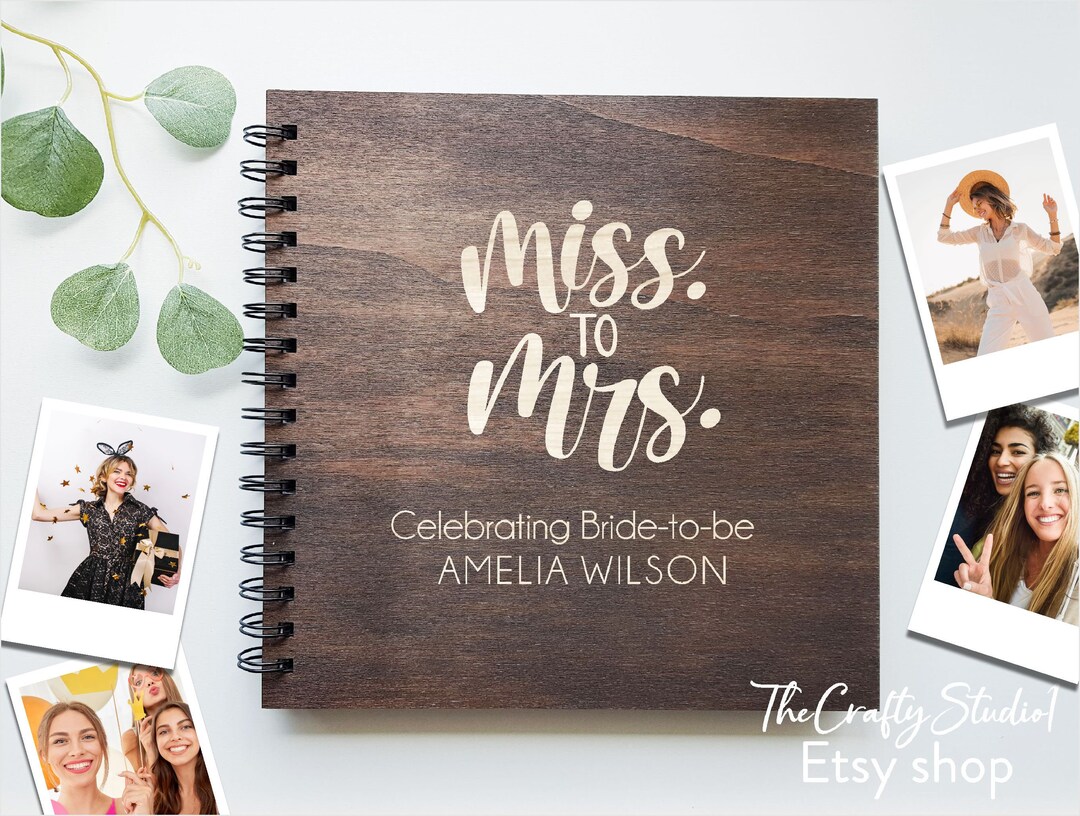 Custom Wooden Cover Bridal Shower Photo Album Guest Books Etsy