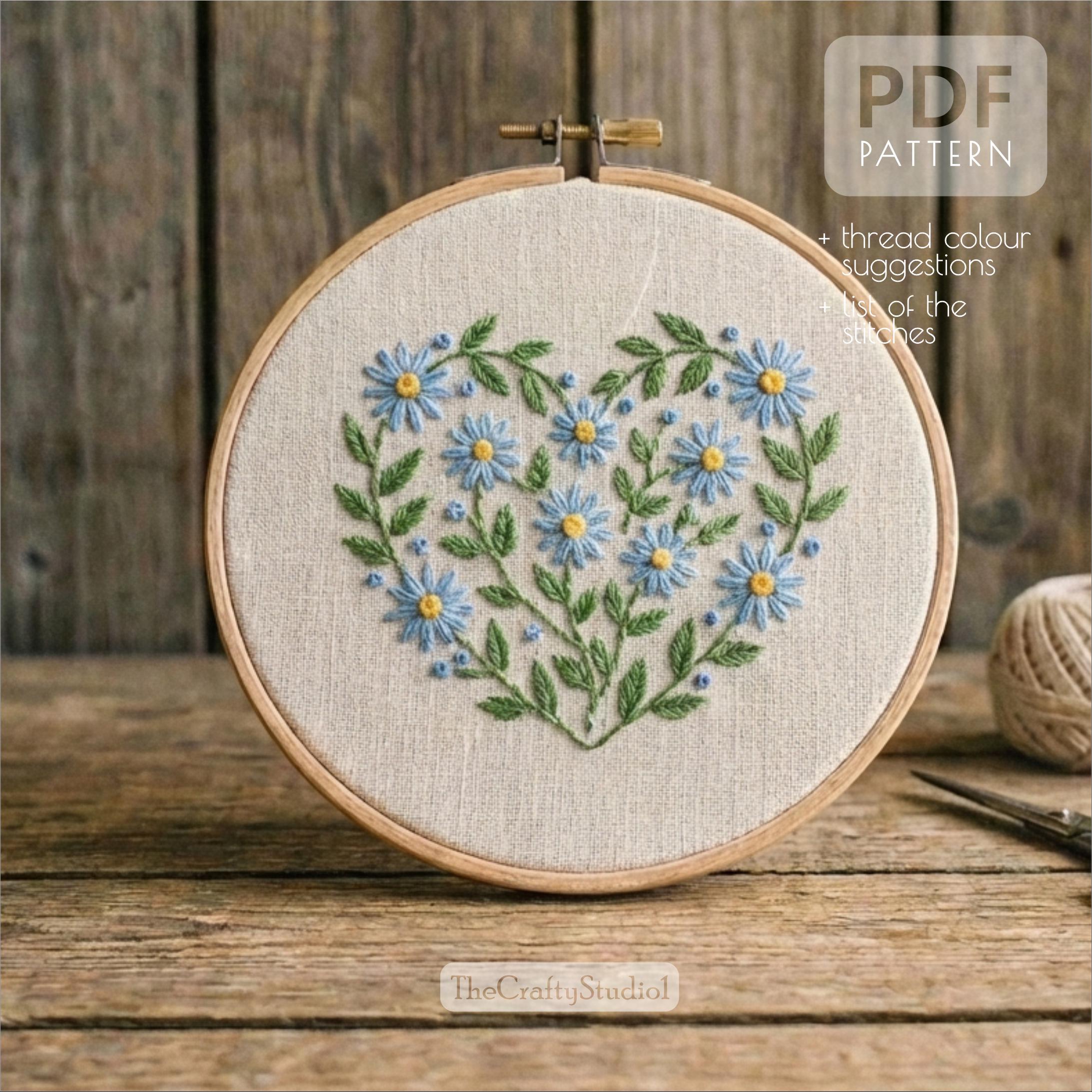 Hand Embroidery Floral Heart Pattern PDF | Heart Wreath Embroidery ...