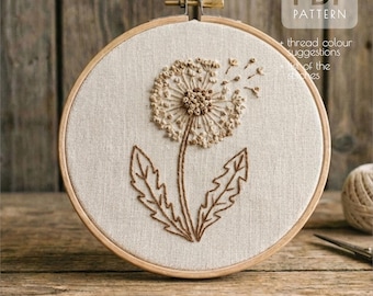 Hand Embroidery Dandelion Pattern PDF | Summer Embroidery Design | Instant Download | Beginner Embroidery Pattern | Hoop Art Template