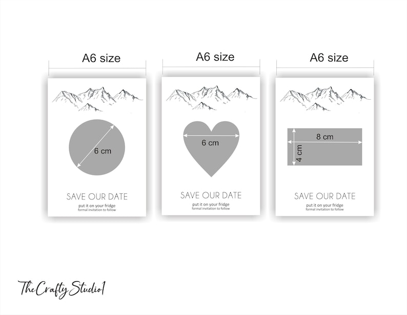 Mountains sketch simple card 30 Save the date magnet presentation card back card for magnets Oxee