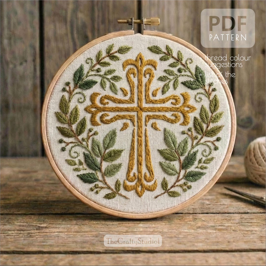Hand Embroidery Floral Cross Pattern PDF | Cross Embroidery Design ...