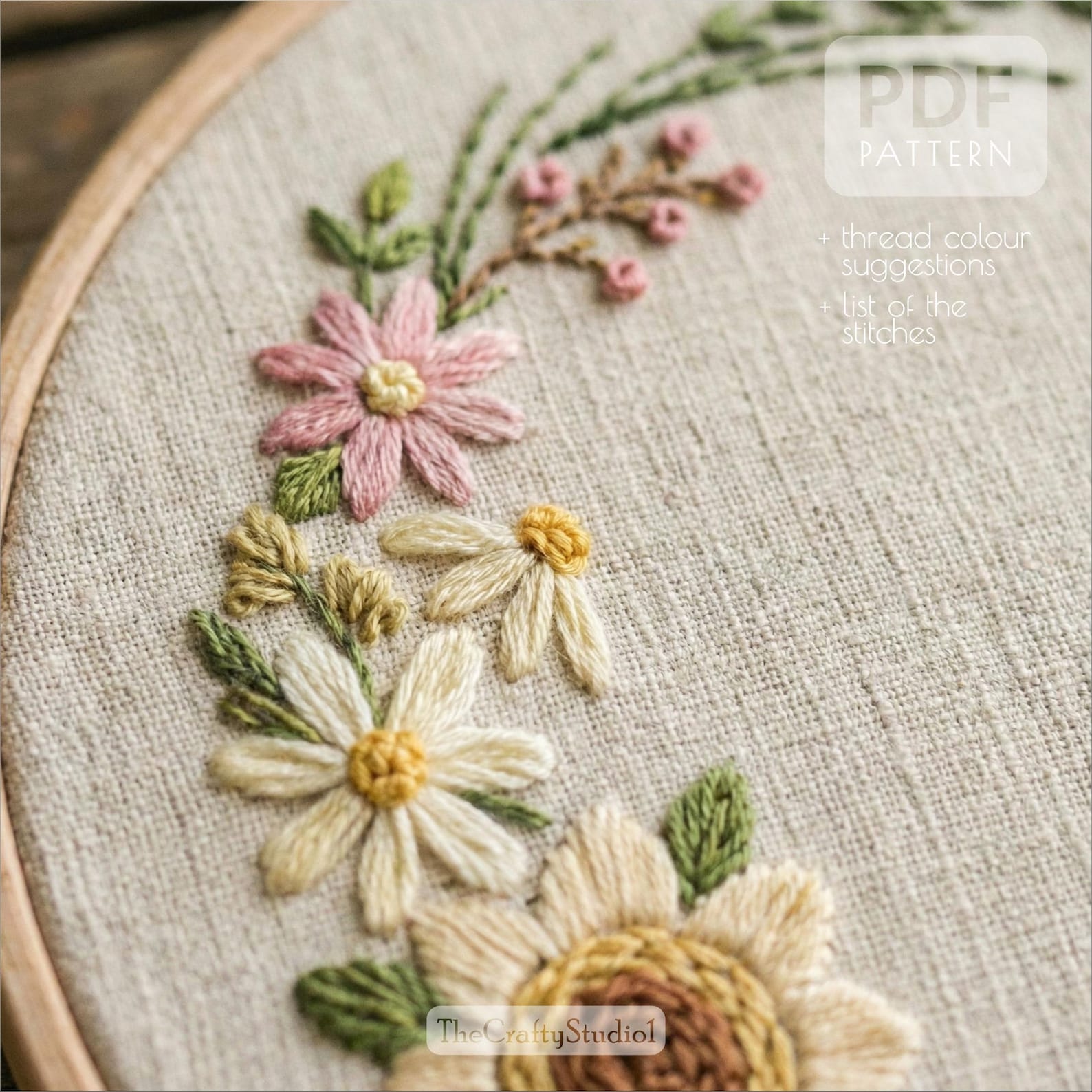 Hand Embroidery Floral Wreath Pattern PDF | Floral Wreath Embroidery ...