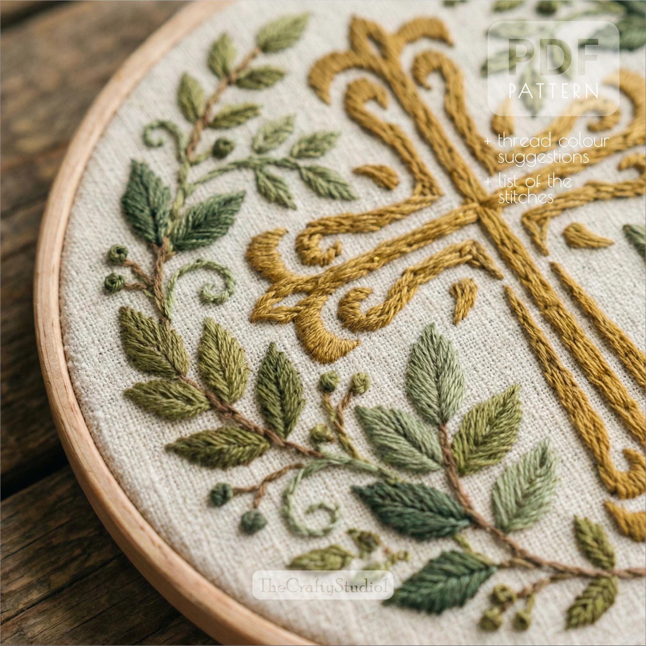 Hand Embroidery Floral Cross Pattern PDF | Cross Embroidery Design ...