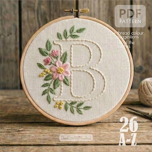 Hand Embroidery Floral Alphabet Pattern PDF | Full Alphabet with Flowers Embroidery Design | Instant Download | Beginner Embroidery Pattern