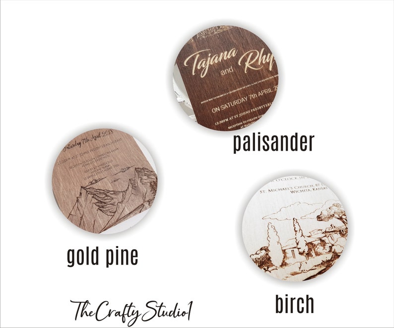 beach wedding wooden invites by Oxee tropical leaves 5 Engraved wooden invitations