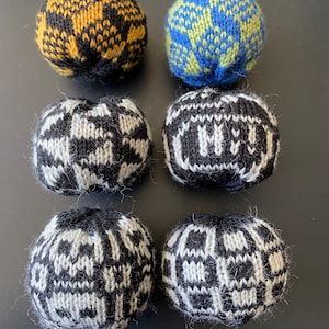 Fun knitted footbag, stress ball, bean bag sack, kick bag, fidget toy, hand exercise ball