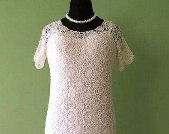 White Crochet Wedding Dress Beautiful and Unique  Handmade Dress