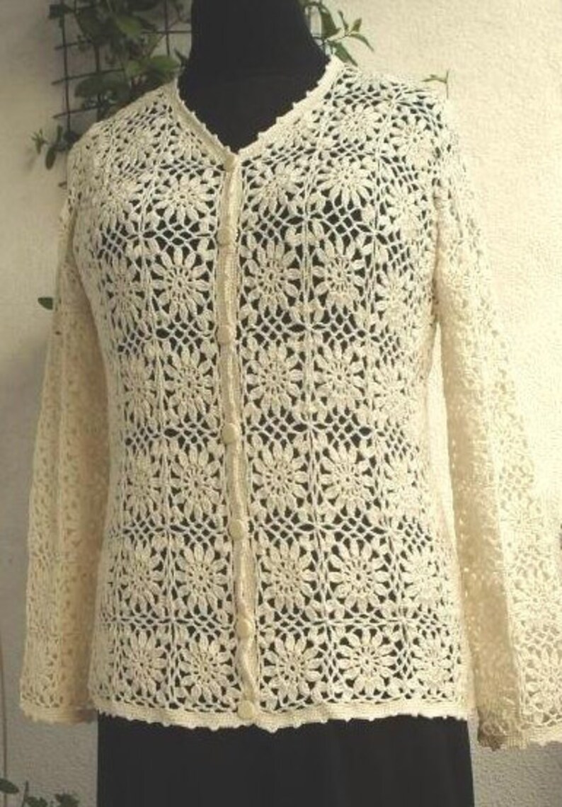Ivory Crochet Sweater_ Elegant Crochet Lace Sweater - Etsy