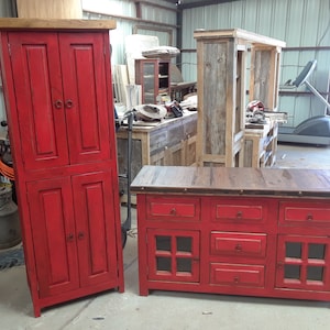 Rustic Vanity With Linen Cabinet