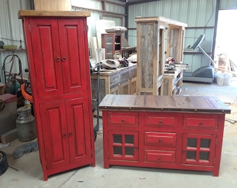 Rustic Vanity With Linen Cabinet