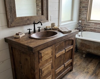 Rustic Reclaimed Wood Curved Doors Crusaders Bathroom Vanity