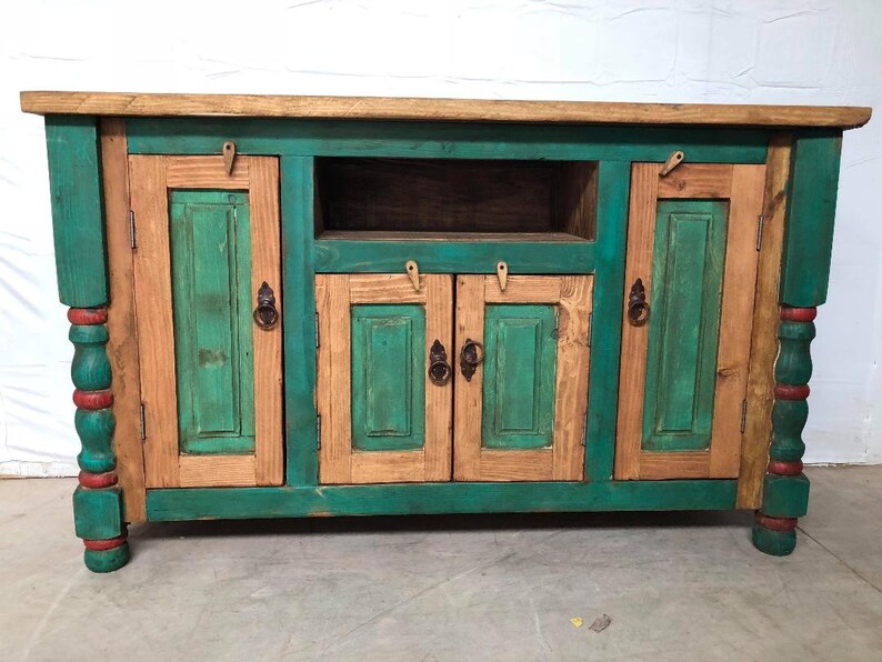 Rustic Turquoise Vanity/ Tv Stand Etsy