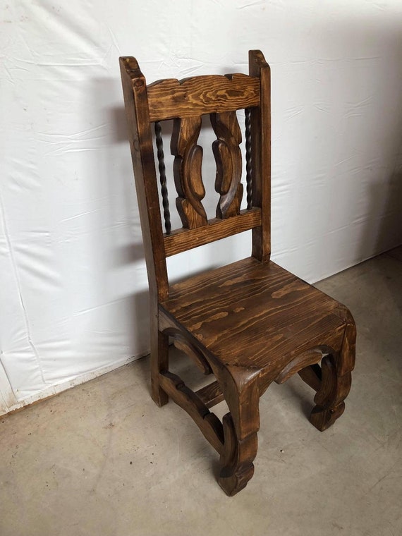 Rustic Yugo Leg Chair With Wrought Iron Etsy
